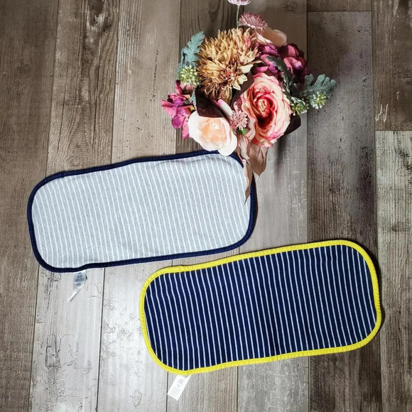 Carter's One Size Baby Burp Cloth Bundle Blue Gray Yellow Striped EUC - Picture 1 of 11